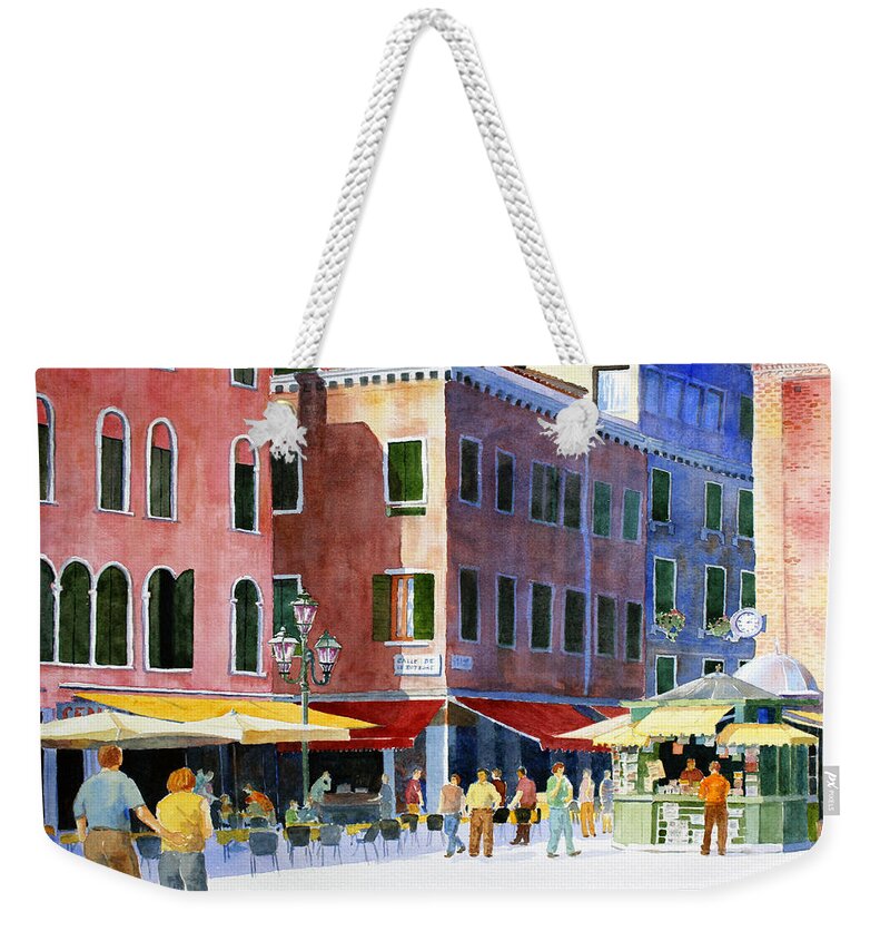 Venice Weekender Tote Bag featuring the painting Venetian Piazza by Roger Rockefeller