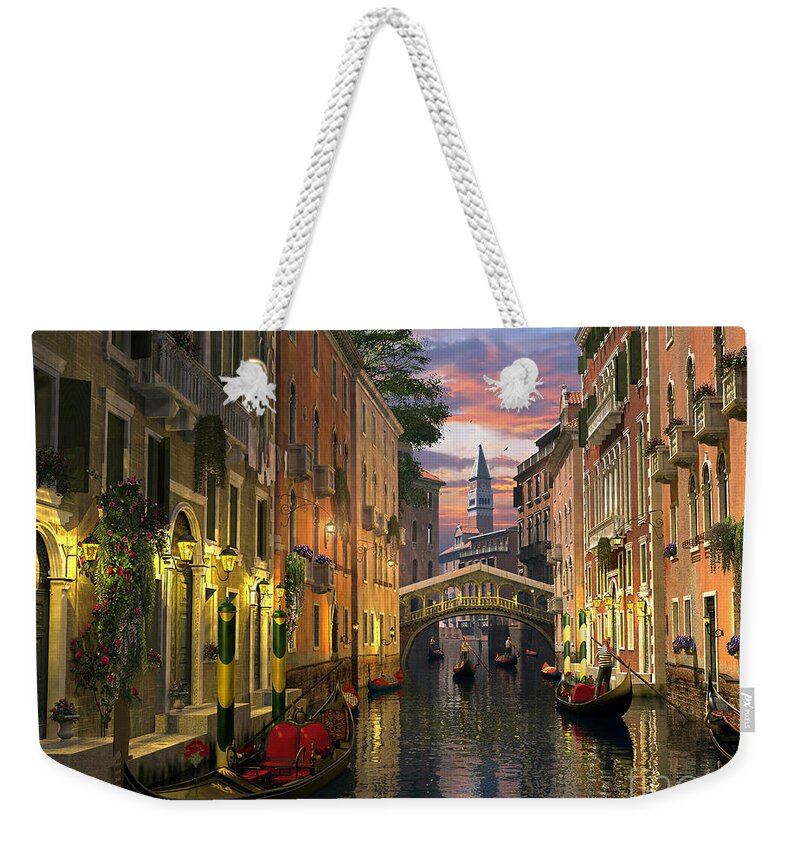 Venice Weekender Tote Bag featuring the digital art Venice at Dusk by MGL Meiklejohn Graphics Licensing