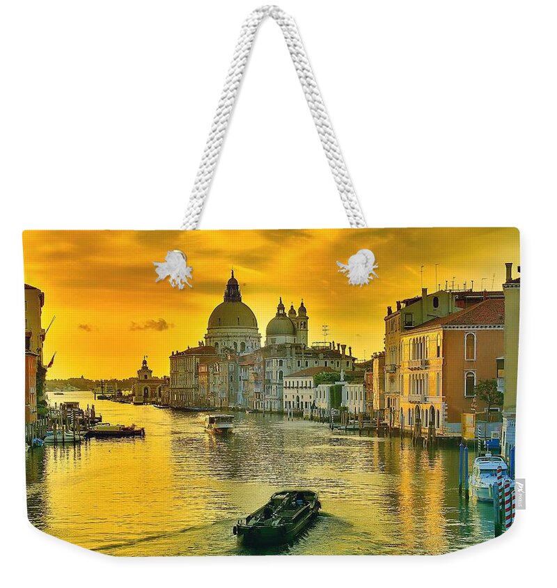 Venice 3 Hdr Weekender Tote Bag featuring the photograph Golden Venice 3 HDR - Italy by Maciek Froncisz