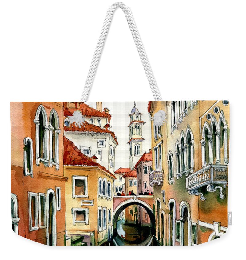 Venice Weekender Tote Bag featuring the painting Venice in March by Maria Rabinky