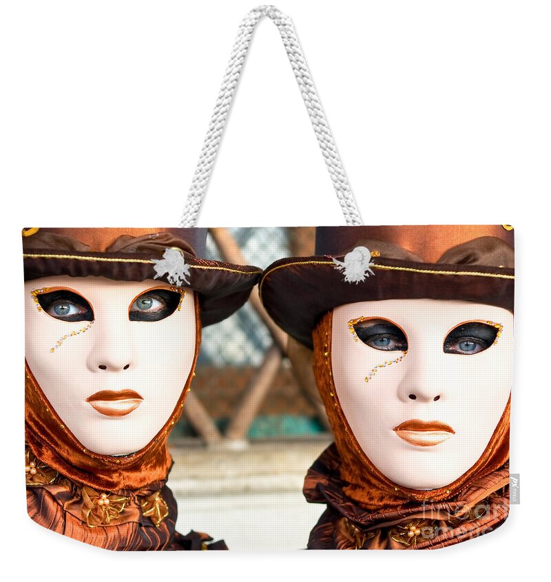 Carnaval Weekender Tote Bag featuring the photograph Venice Masks - Carnival. by Luciano Mortula