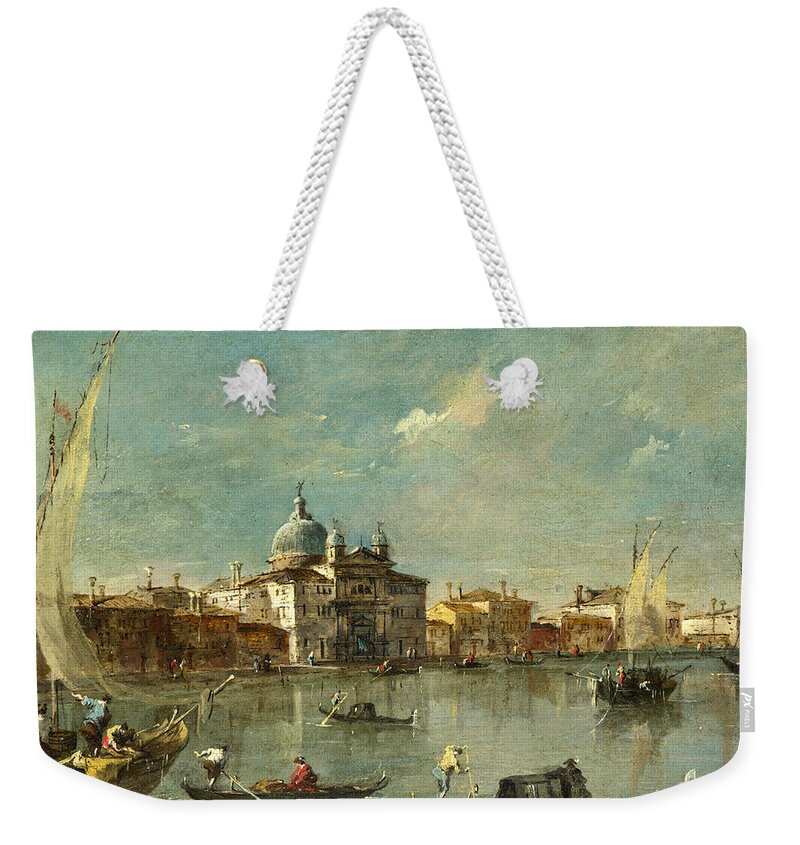 Francesco Guardi Weekender Tote Bag featuring the painting Venice - The Giudecca with the Zitelle by Francesco Guardi