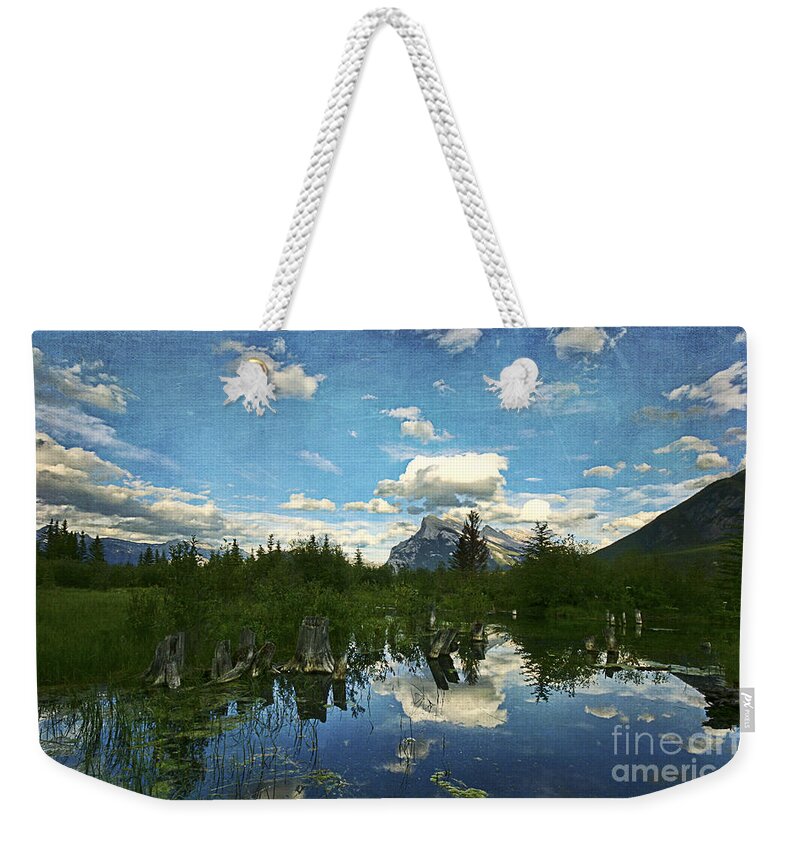 Lake Weekender Tote Bag featuring the photograph Vermillion Lakes Banff National Park by Teresa Zieba