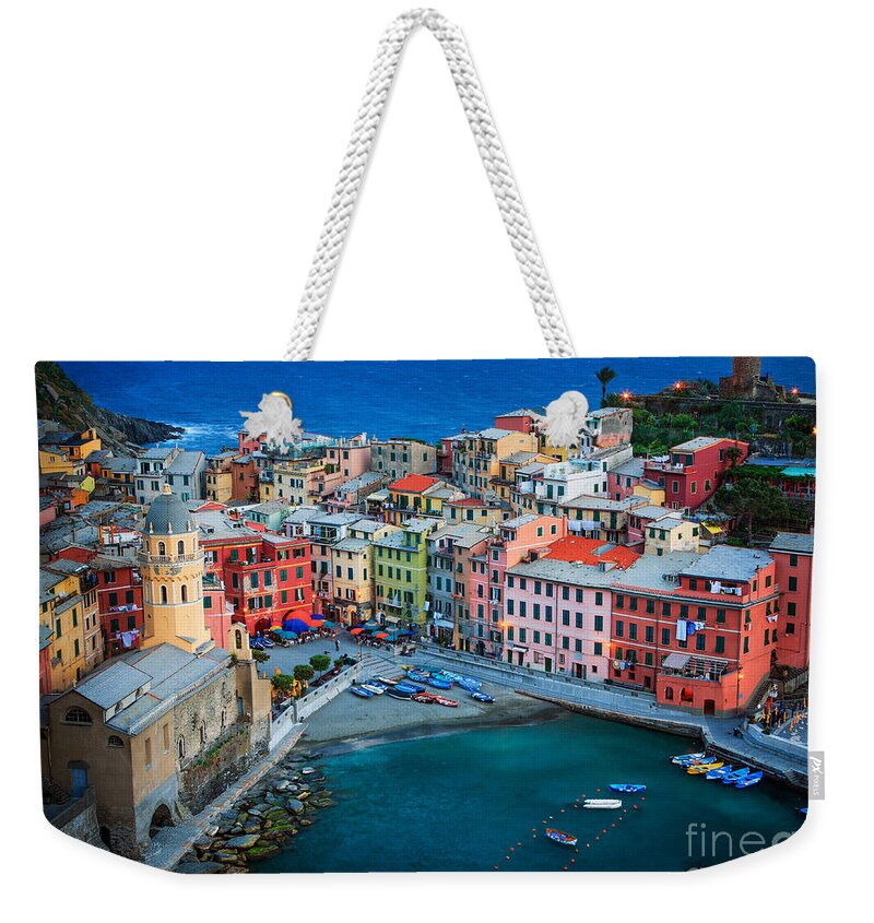Cinque Terre Weekender Tote Bag featuring the photograph Vernazza Sera by Inge Johnsson