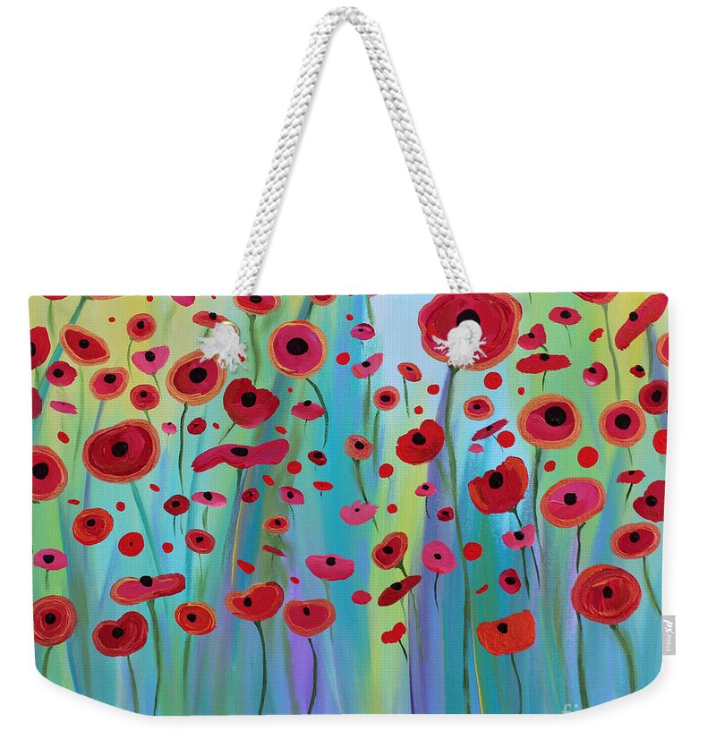 Poppy Weekender Tote Bag featuring the painting Vibrant Poppies by Stacey Zimmerman