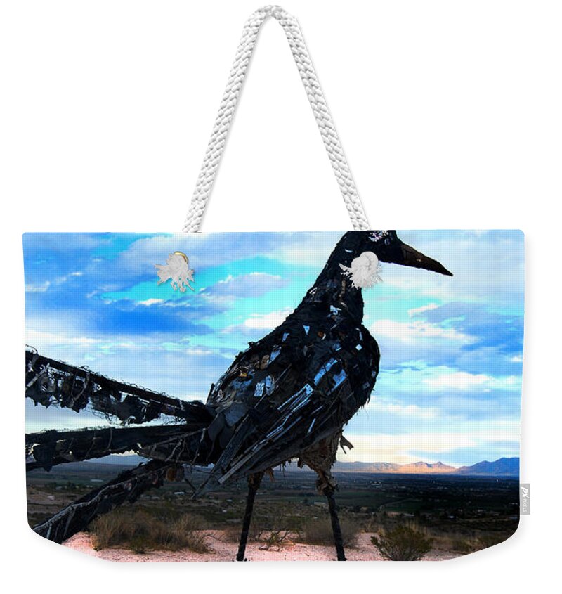 Bird Weekender Tote Bag featuring the photograph Vibrant Trash Bird by Maggy Marsh