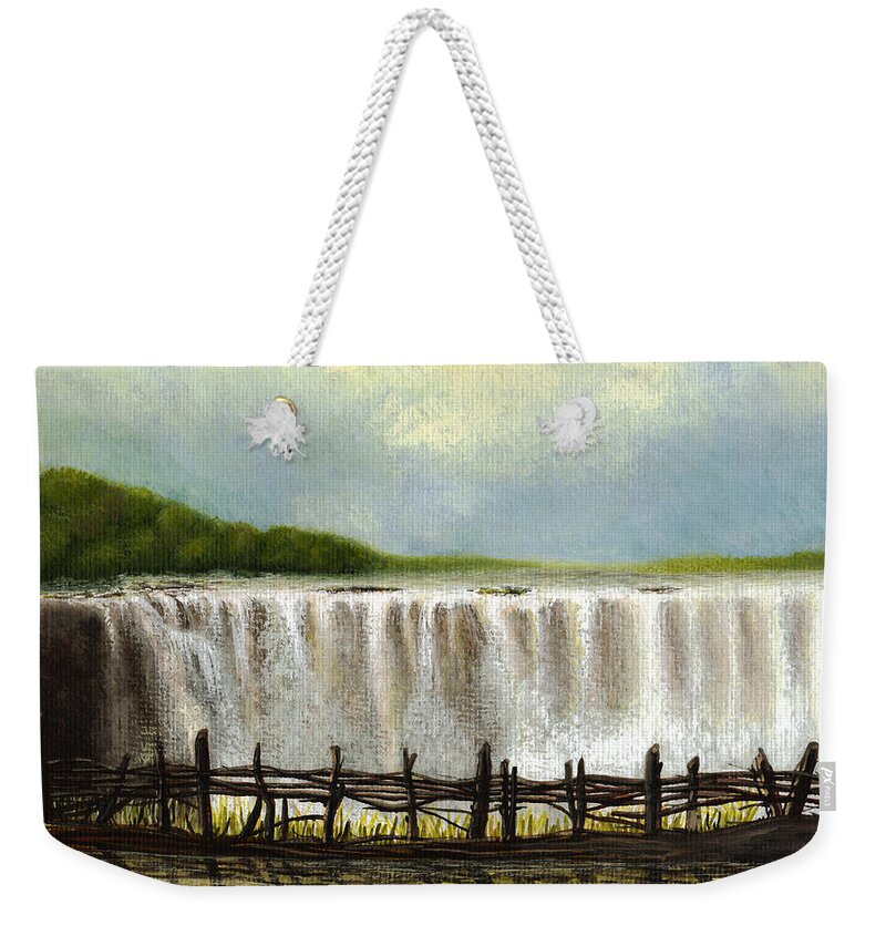Victoria Falls Weekender Tote Bag featuring the painting Victoria Falls by Deborah Runham