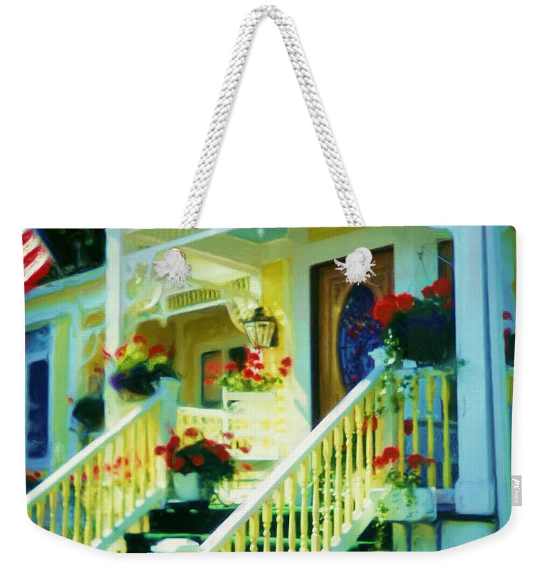 Mackinaw Island Weekender Tote Bag featuring the digital art Victorian Sunshine by Liz Evensen