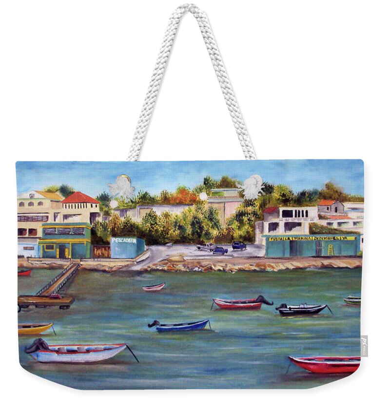 Vieques Weekender Tote Bag featuring the painting Vieques by Gloria E Barreto-Rodriguez