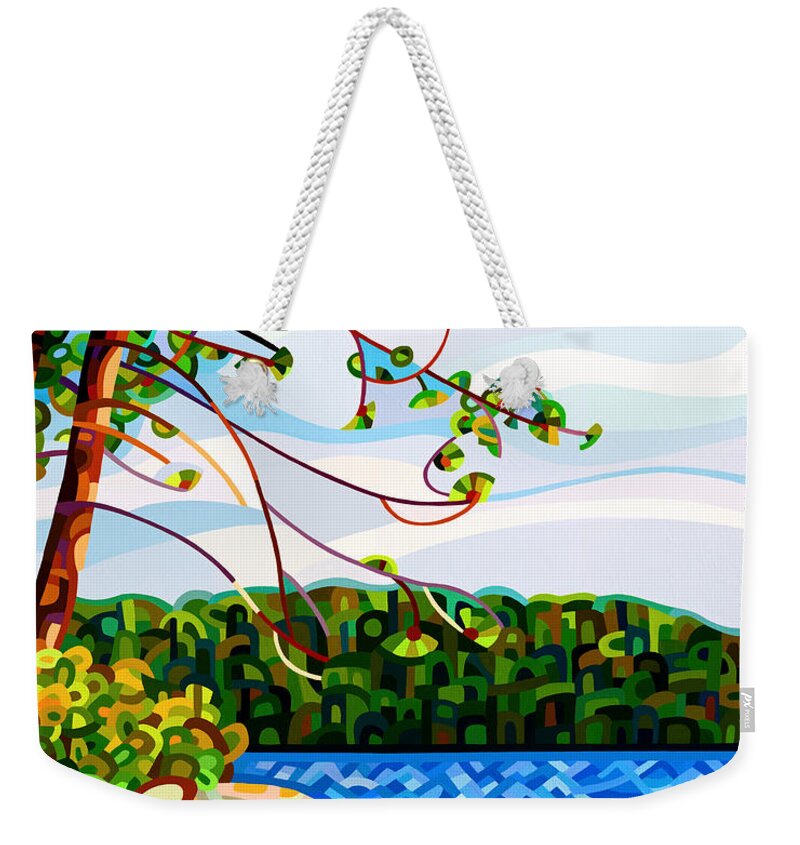 Abstract Weekender Tote Bag featuring the painting View From Mazengah by Mandy Budan