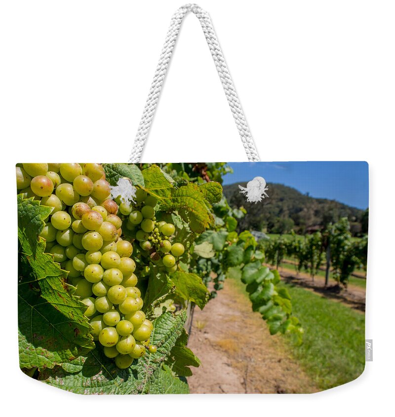 Vineyard Weekender Tote Bag featuring the photograph Vineyard Grapes by Kaleidoscopik Photography