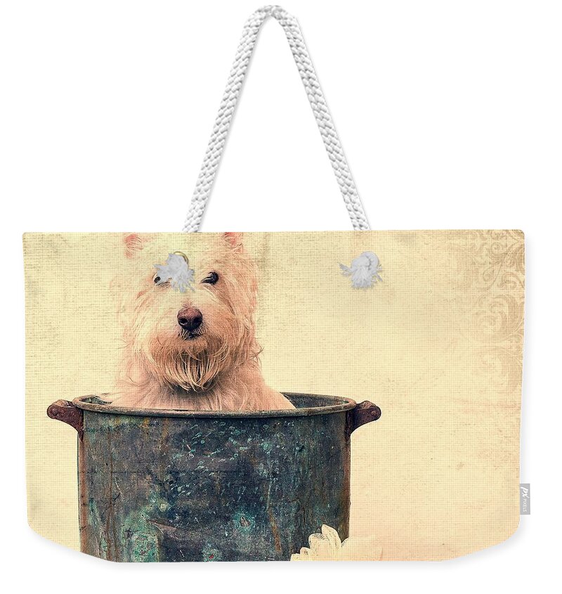 Dog Weekender Tote Bag featuring the photograph Vintage Bathtime by Edward Fielding