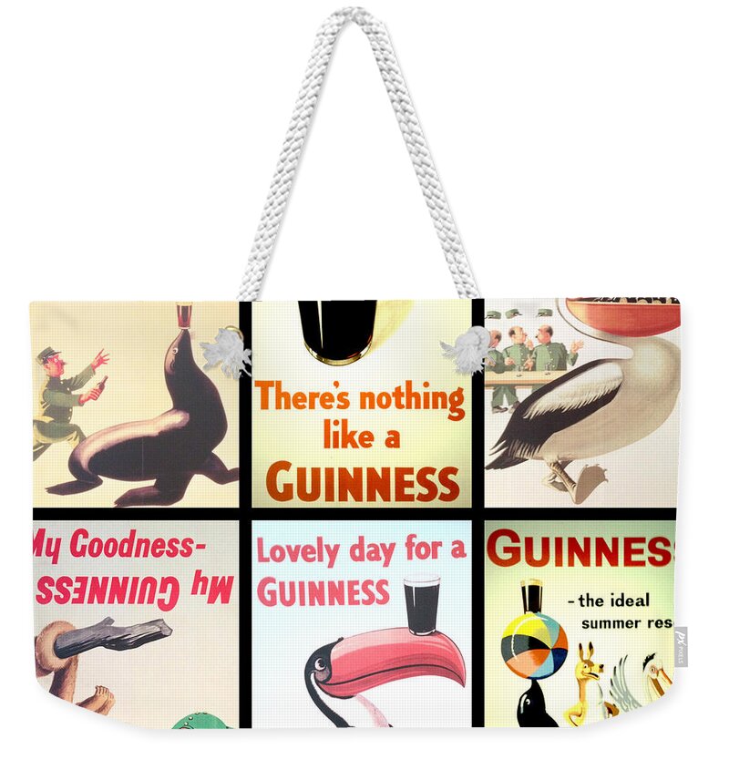 Guinness Collage Weekender Tote Bag featuring the digital art Vintage Guinness by Georgia Fowler