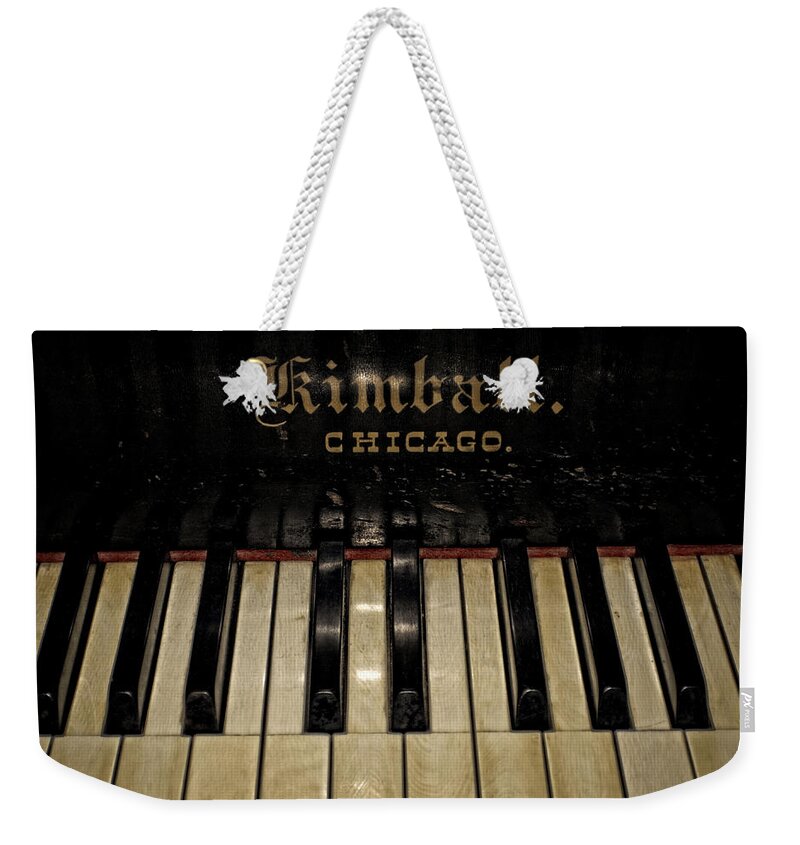 Upright Weekender Tote Bag featuring the photograph Vintage Kimball Piano by Tikvah's Hope