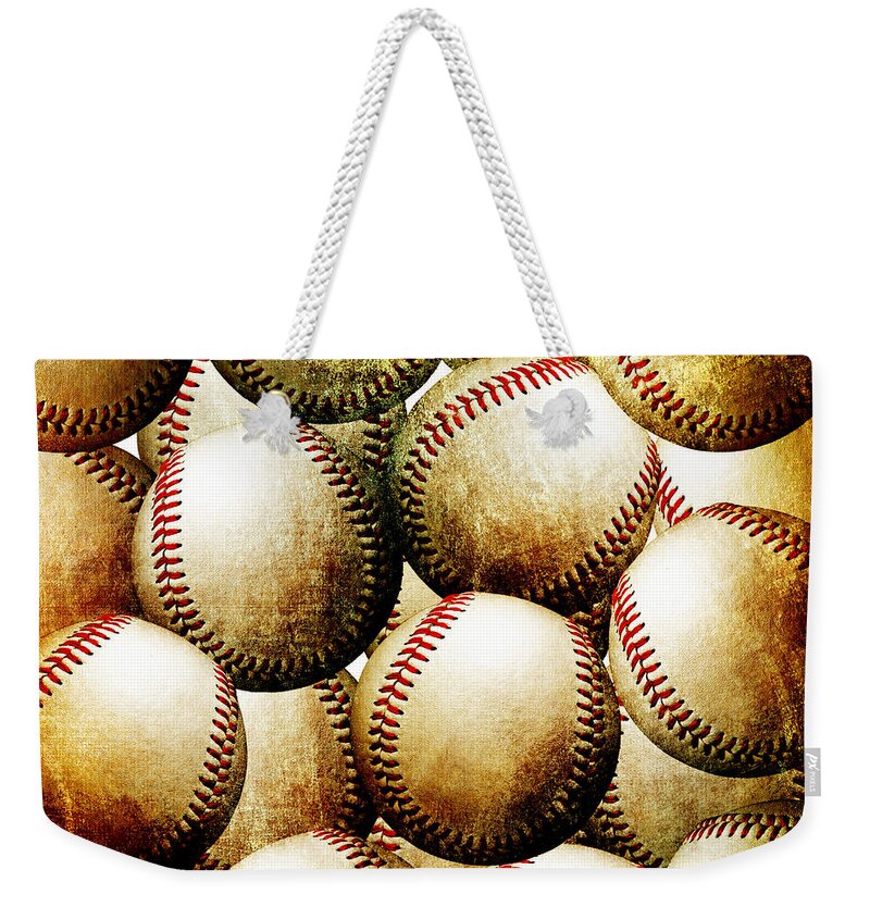Baseball Weekender Tote Bag featuring the photograph Vintage Look Baseballs by Andee Design