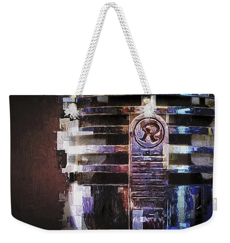 Retro Microphone Closeup Weekender Tote Bag featuring the photograph Vintage Microphone Painted by Scott Norris