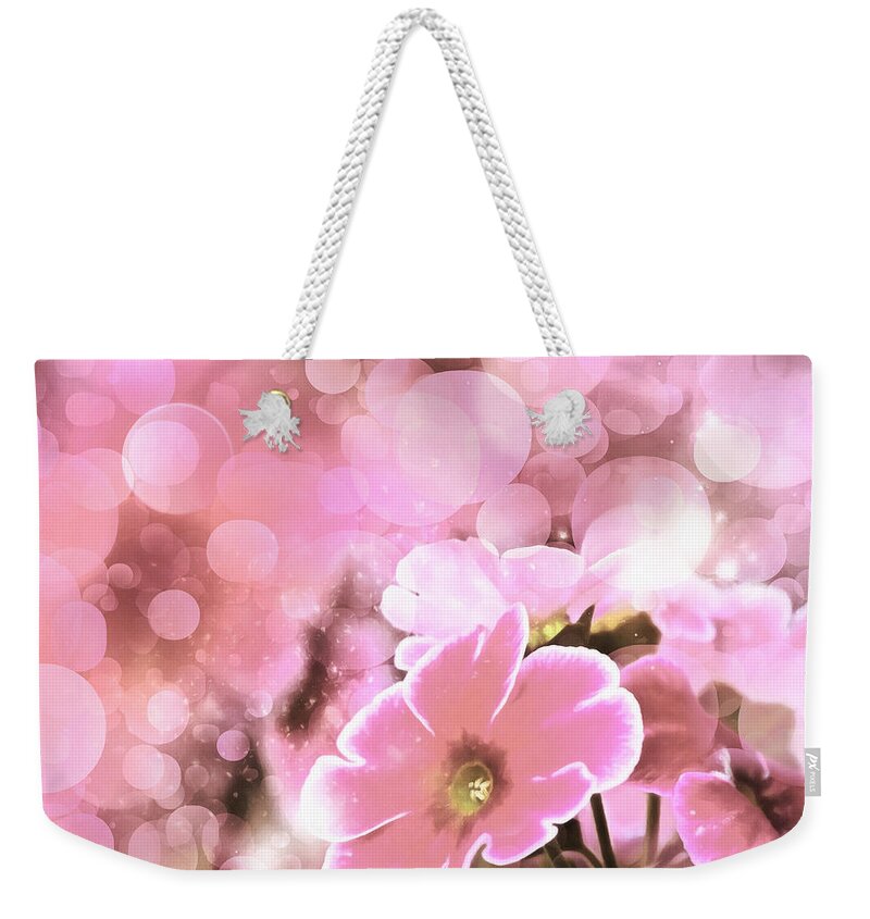 Splashes Weekender Tote Bag featuring the photograph Vintage Modern Floral Bokeh by Georgiana Romanovna