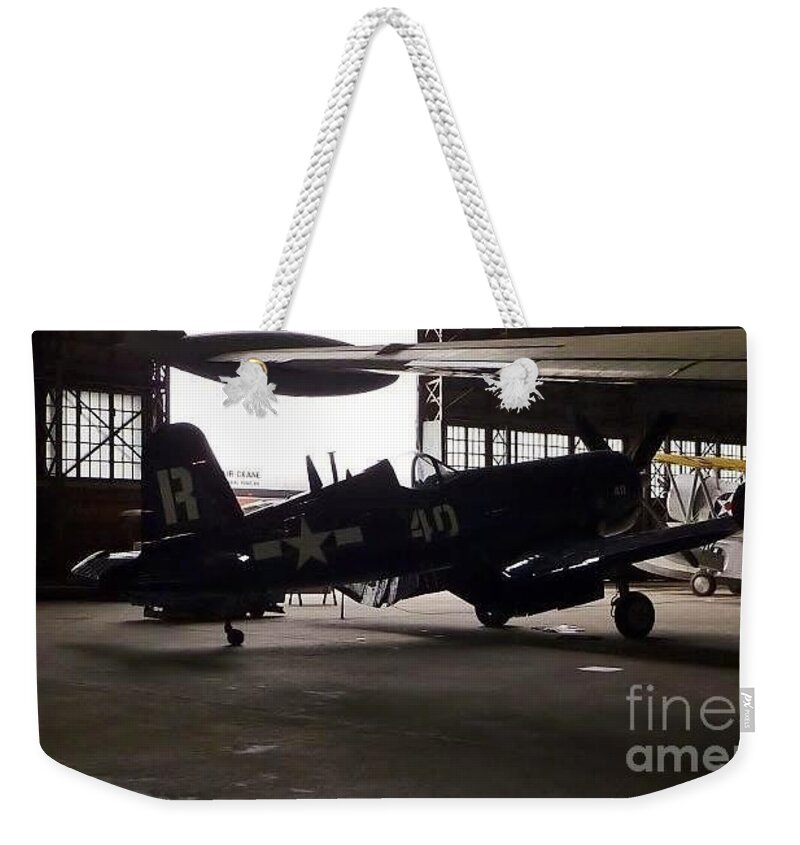 Vintage Airplane Hangar Silhouette Weekender Tote Bag featuring the photograph Vintage Planes Silhouette by Susan Garren