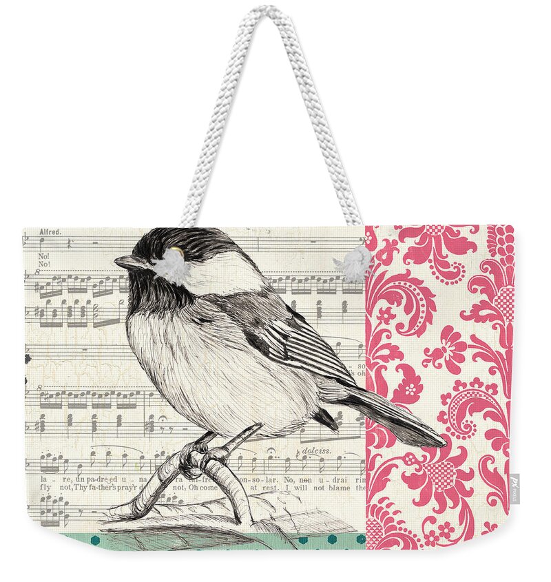 Bird Weekender Tote Bag featuring the painting Vintage Songbird 3 by Debbie DeWitt