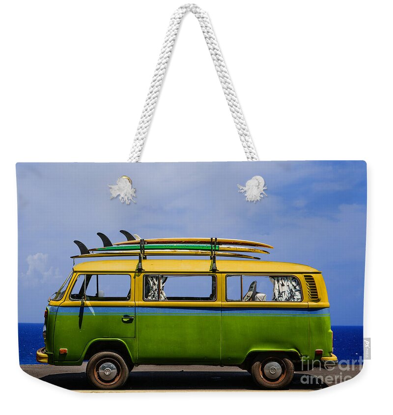 Surf Weekender Tote Bag featuring the photograph Vintage Surf Van by Diane Diederich