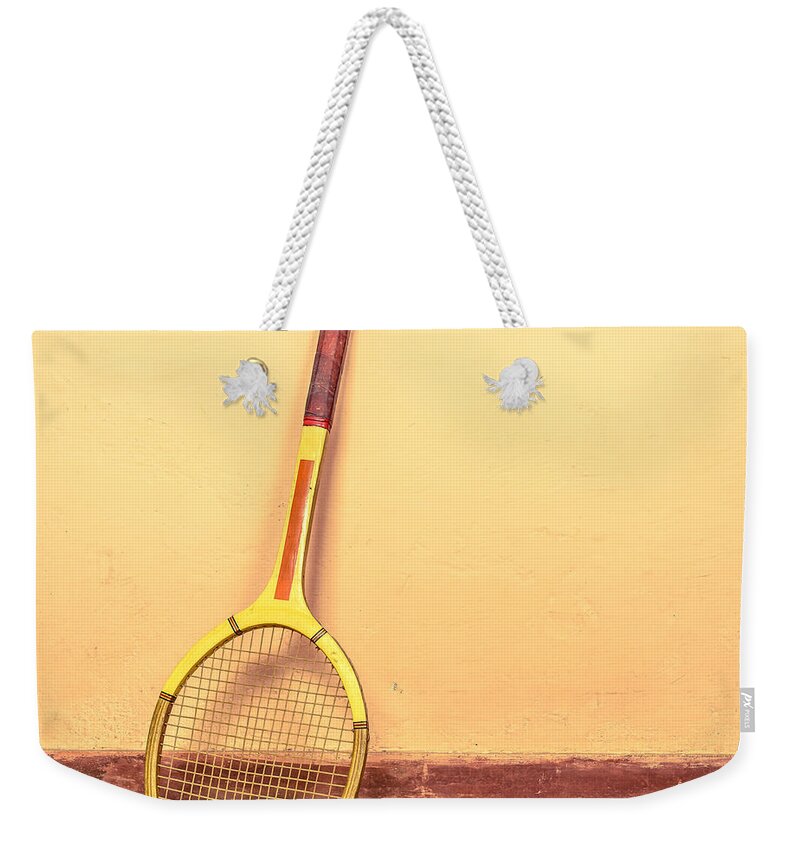 Tennis Weekender Tote Bag featuring the photograph Vintage tennis racket by Dutourdumonde Photography