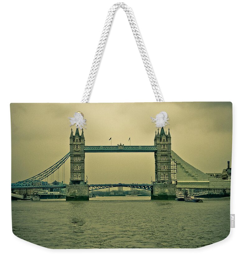 Iconic Weekender Tote Bag featuring the photograph Vintage Tower Bridge by Eti Reid