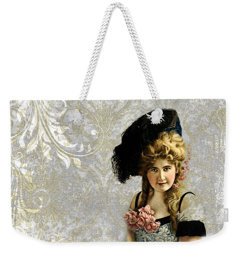 Vintage Portrait Weekender Tote Bag featuring the photograph Vintage Woman from Early 1900s by Peggy Collins