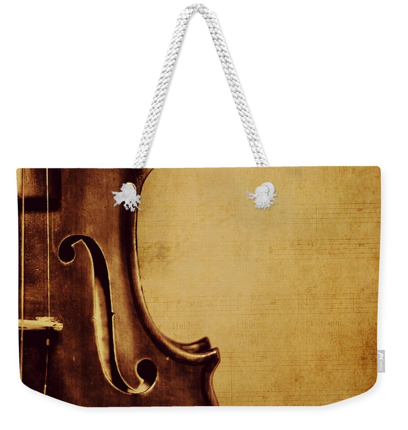 Violin Weekender Tote Bag featuring the photograph Violin Portrait by Kadwell Enz