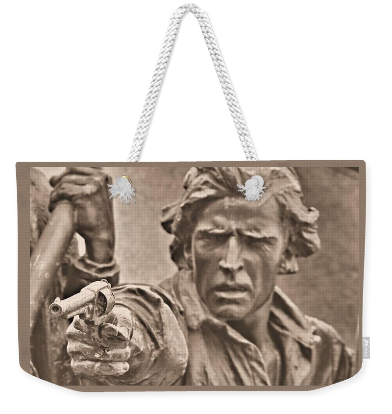 Civil War Weekender Tote Bag featuring the photograph Virginia to Her Sons at Gettysburg - War Fighters - Taking Dead Aim B1 by Michael Mazaika