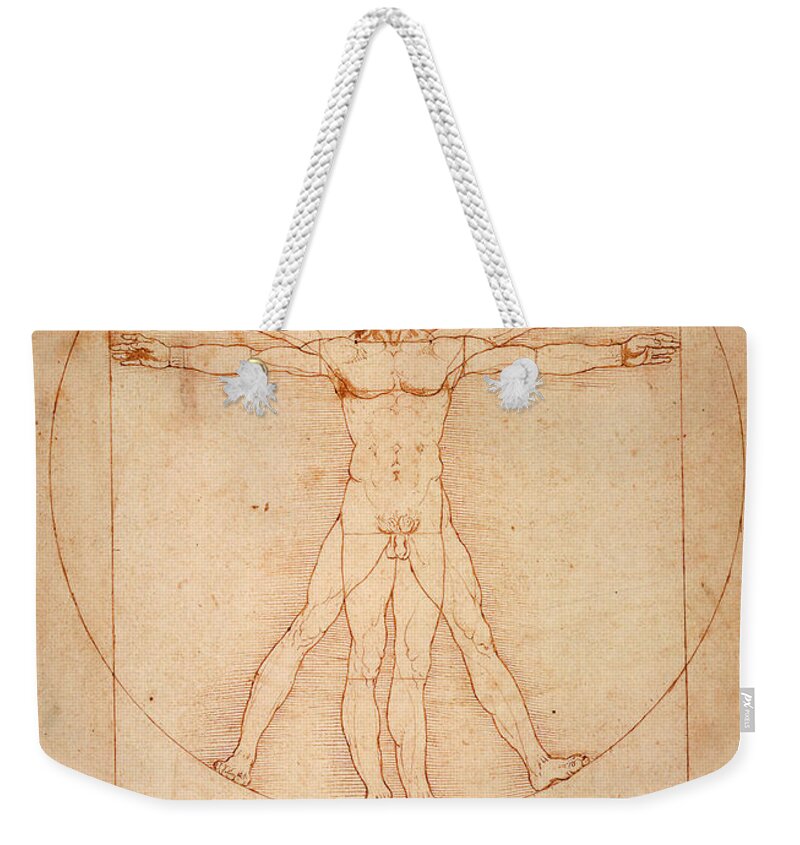 Vitruvian Man Weekender Tote Bag featuring the digital art Vitruvian Man by Bill Cannon