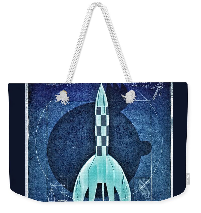 Espace Weekender Tote Bag featuring the digital art Vitruvian Tintin in space by HELGE Art Gallery