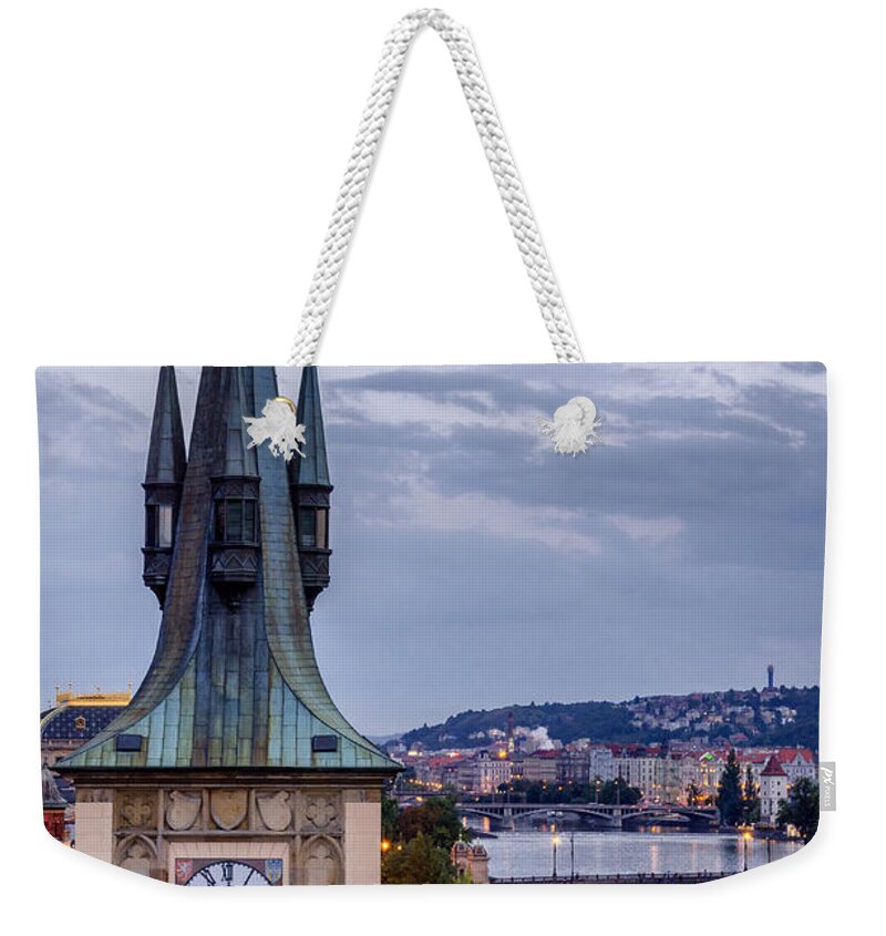 Sun Weekender Tote Bag featuring the photograph Vltava river in Prague by Pablo Lopez