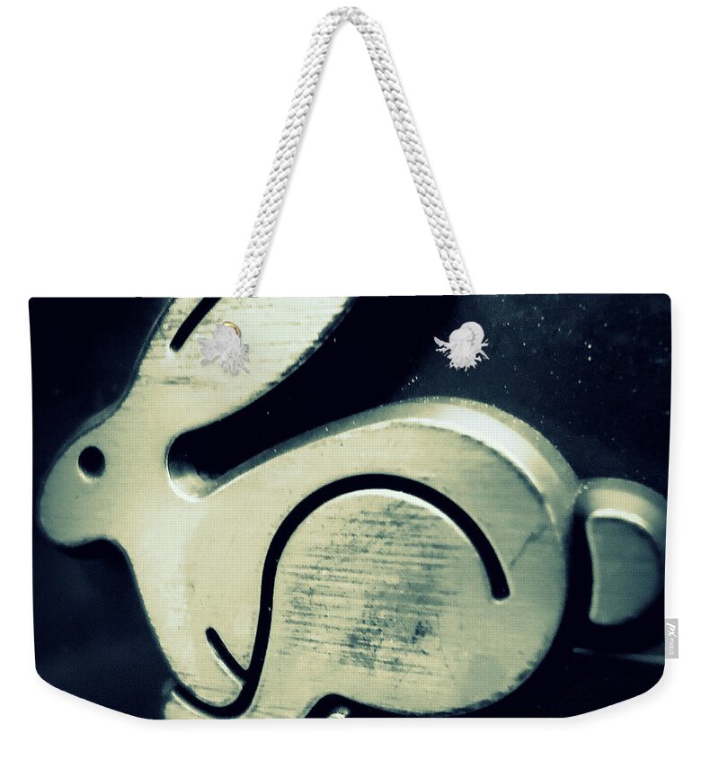 Skompski Weekender Tote Bag featuring the photograph VW Rabbit Emblem by Joseph Skompski
