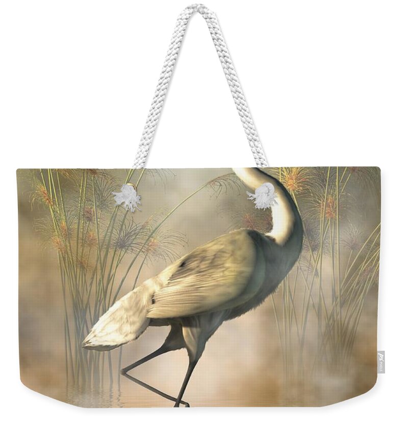 Egret Weekender Tote Bag featuring the digital art Wading Egret by Daniel Eskridge