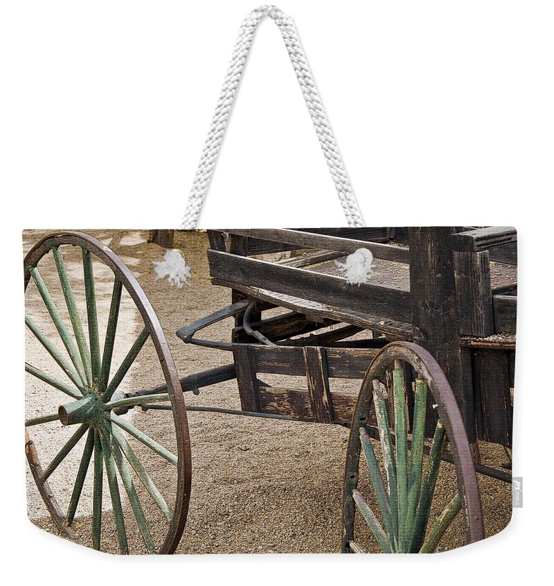 Wagon Weekender Tote Bag featuring the digital art Wagon Wheels by Kirt Tisdale