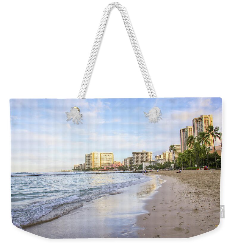 Water's Edge Weekender Tote Bag featuring the photograph Waikiki by Daniela Duncan