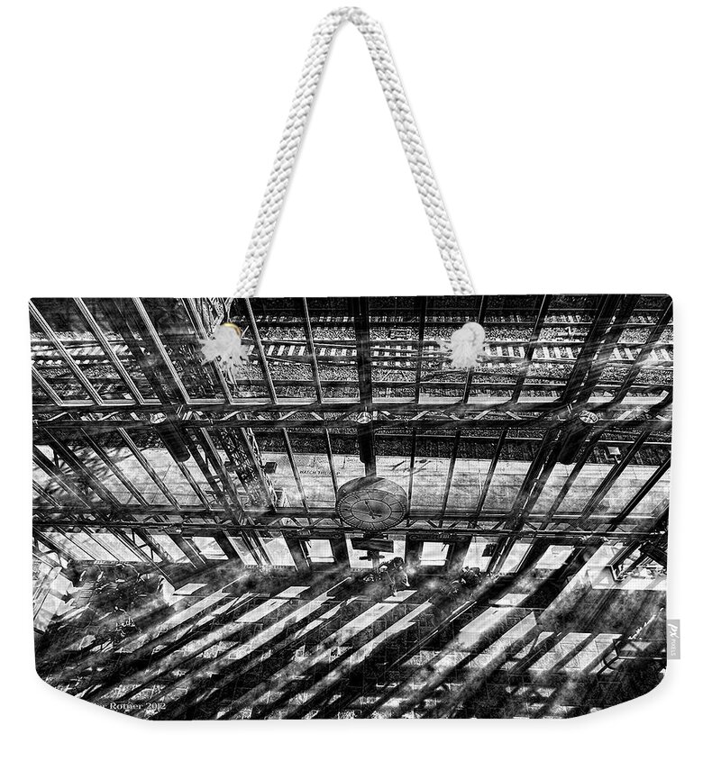 Clock Weekender Tote Bag featuring the photograph Waiting for the High Noon Train by Aleksander Rotner