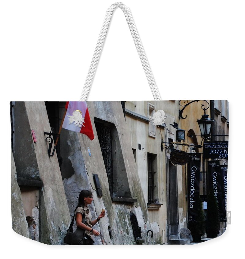 Jazz Weekender Tote Bag featuring the photograph Waiting for the Jazz - Krakow by Jacqueline M Lewis