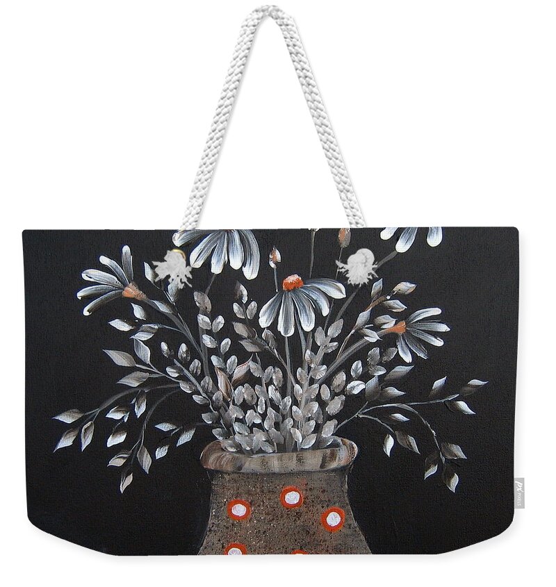 Flowers Weekender Tote Bag featuring the painting Wake Up and See the Flowers by Suzanne Theis
