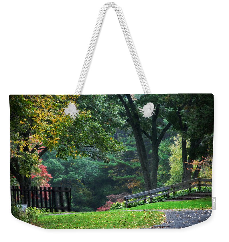 Fall Weekender Tote Bag featuring the photograph Walk in the Park by Christina Rollo