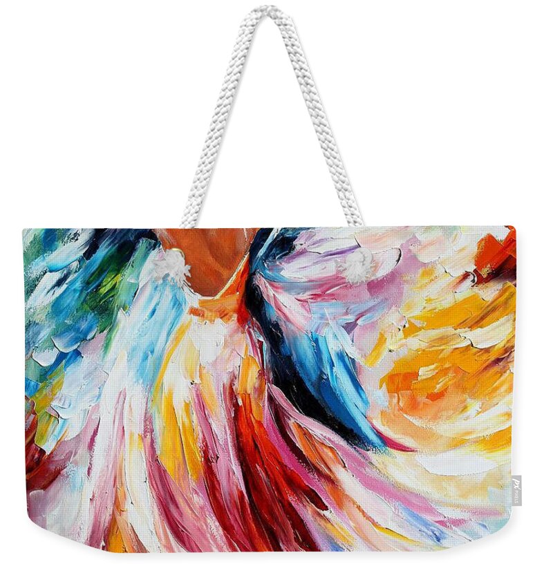 Oil Paintings Weekender Tote Bag featuring the painting Waltz - PALETTE KNIFE Oil Painting On Canvas By Leonid Afremov by Leonid Afremov