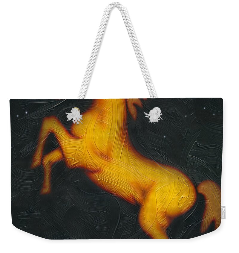 Horse Weekender Tote Bag featuring the painting War Horse. by Kenneth Clarke