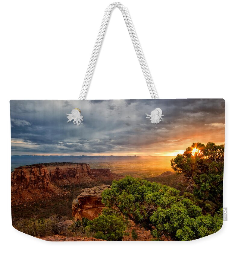 Colorado National Monument Weekender Tote Bag featuring the photograph Warm Glow on the Monument by Ronda Kimbrow