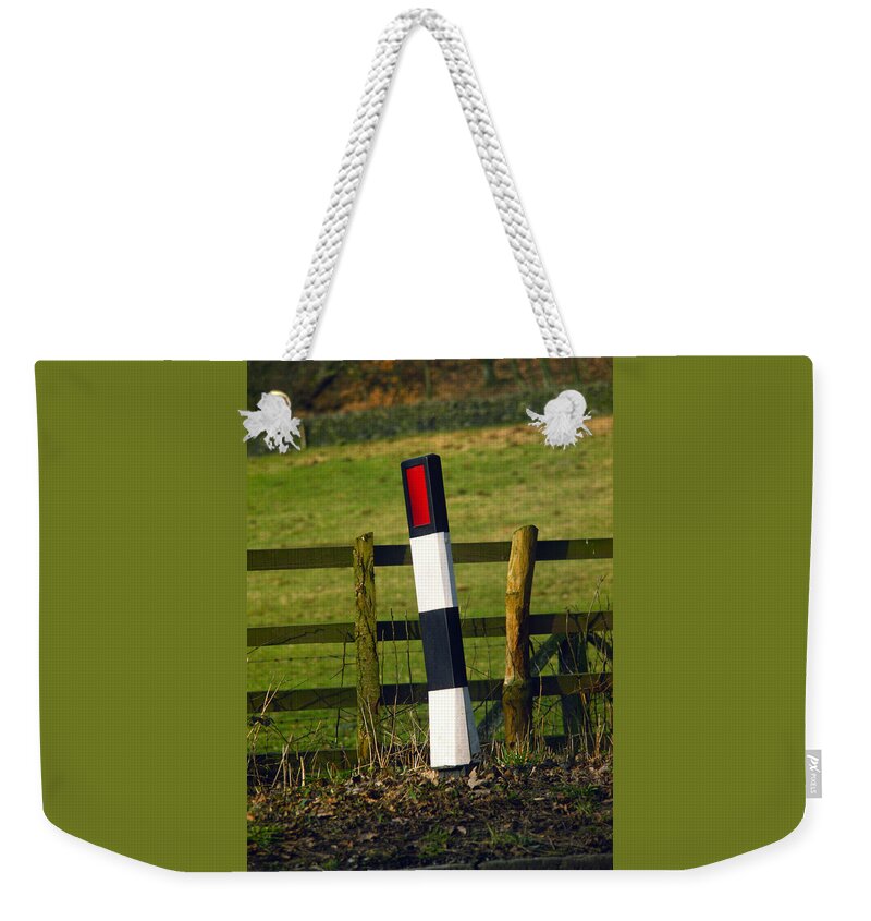Road Weekender Tote Bag featuring the photograph Warning Post by Gordon James