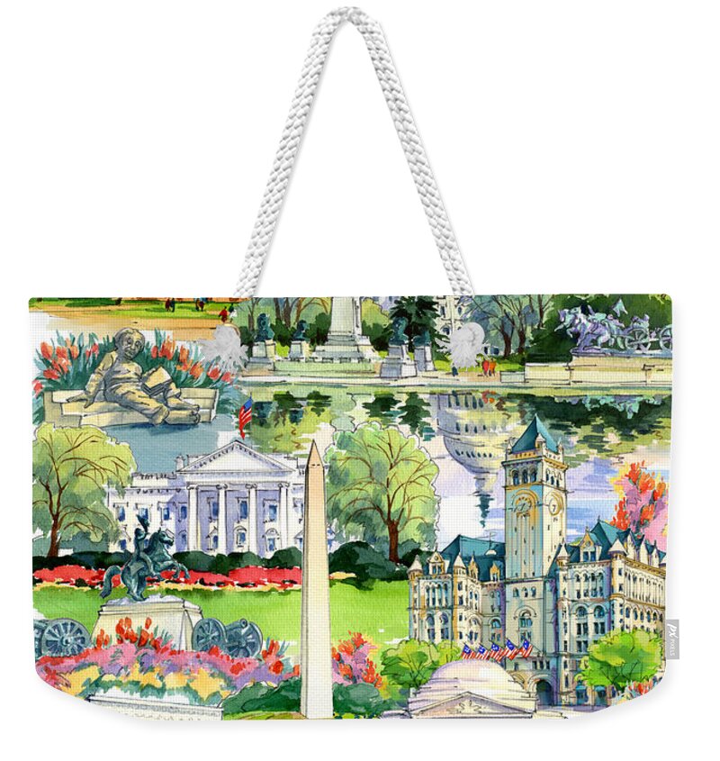 Washington Weekender Tote Bag featuring the painting Washington DC painting by Maria Rabinky