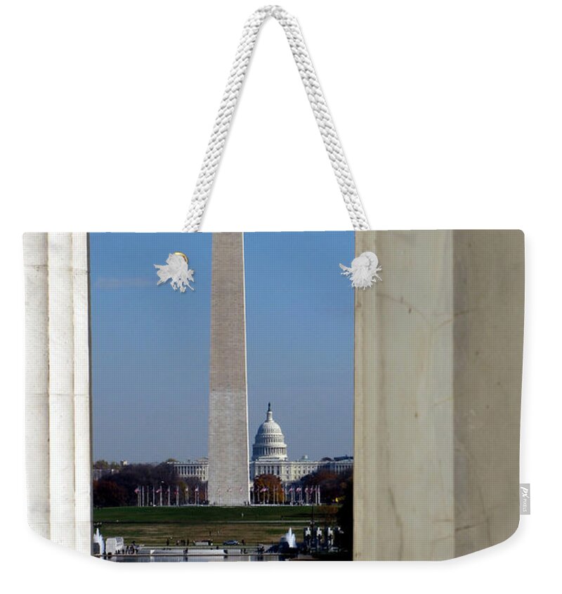 Washington Weekender Tote Bag featuring the photograph Washington Landmarks by Olivier Le Queinec