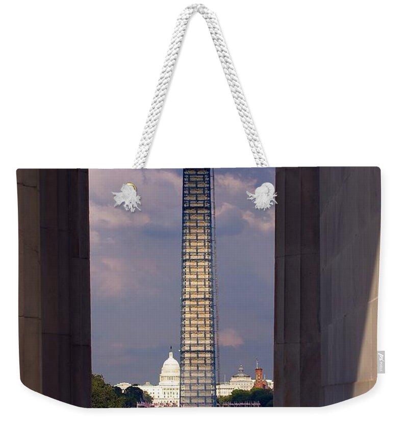American Weekender Tote Bag featuring the photograph Washington Monument and Capitol 2 by Stuart Litoff