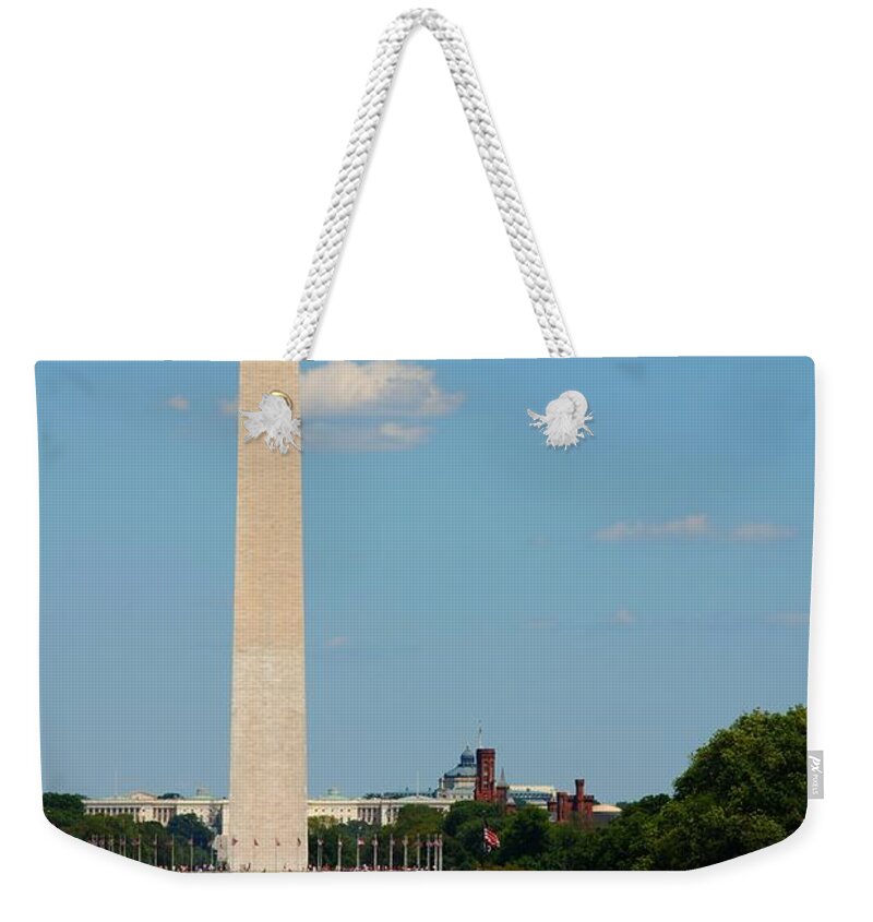 Washington Weekender Tote Bag featuring the photograph Washington Monument Reflection by Kenny Glover