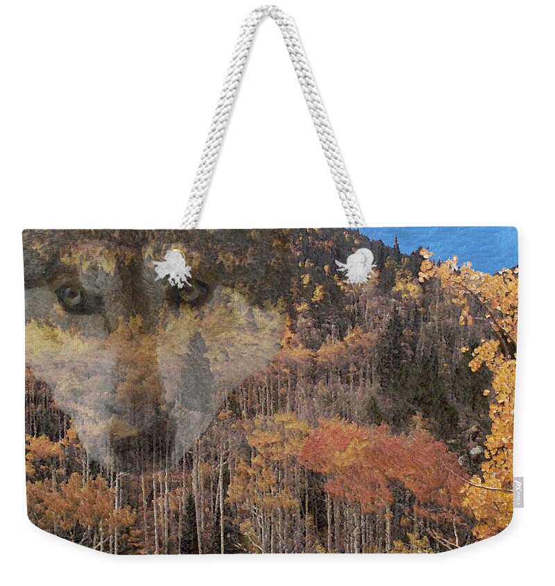 Wolf Weekender Tote Bag featuring the digital art Watcher In The Woods by Ernest Echols