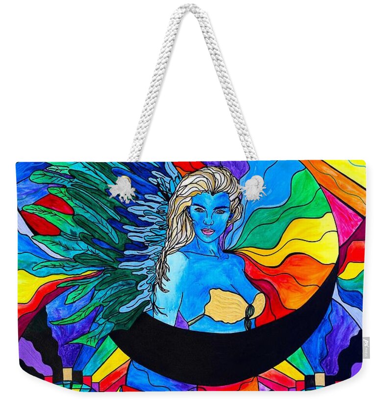 Vibration Weekender Tote Bag featuring the painting Watcher by Teal Eye Print Store